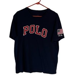 SALE 3 FOR $12, Polo USA T shirt, Navy with red/white, Men's Large